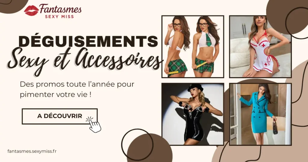 Bannière mettant en avant des déguisements sexy pour mettre les jeux au cœur de la relation de couple