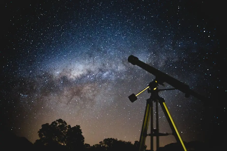 Photo d'un ciel étoilé avec un télescope